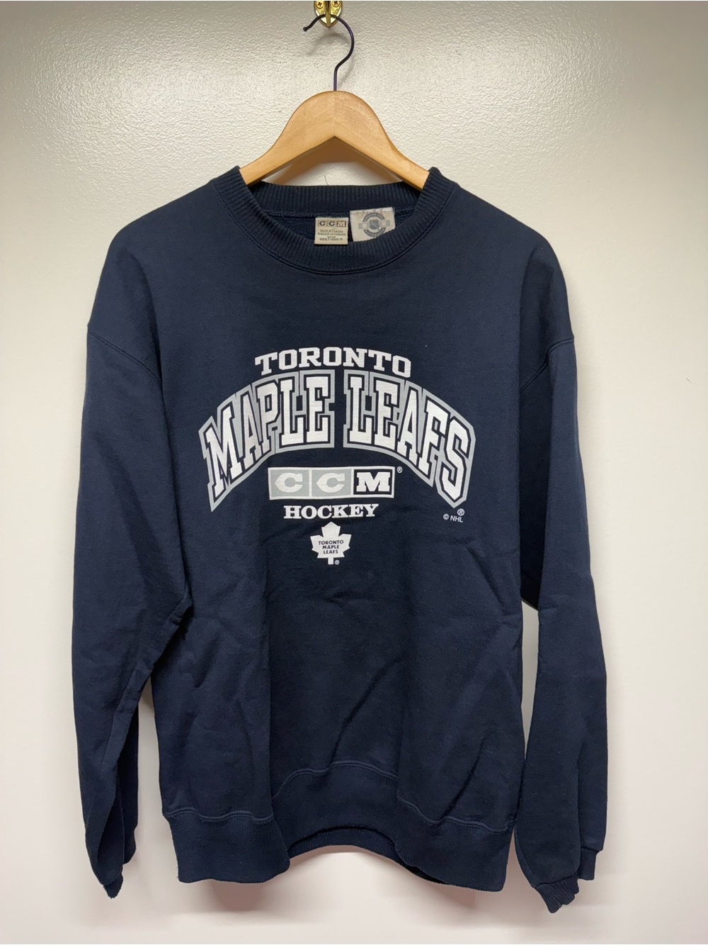 vintage CCM Toronto Maple Leafs Navy and White Crewneck Sweatshirt